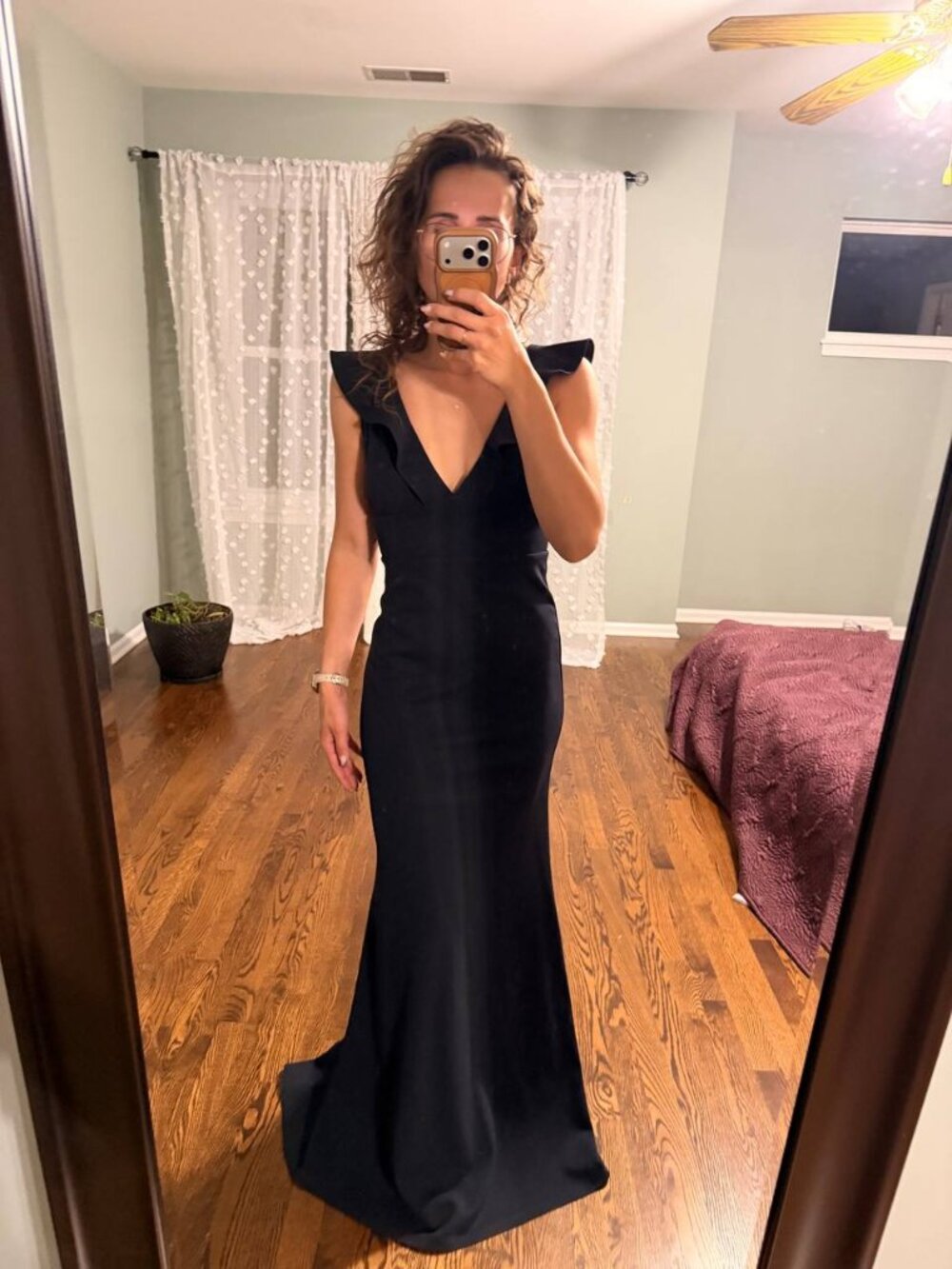 Lulus Ruffle V-Neck Mermaid Maxi Dress